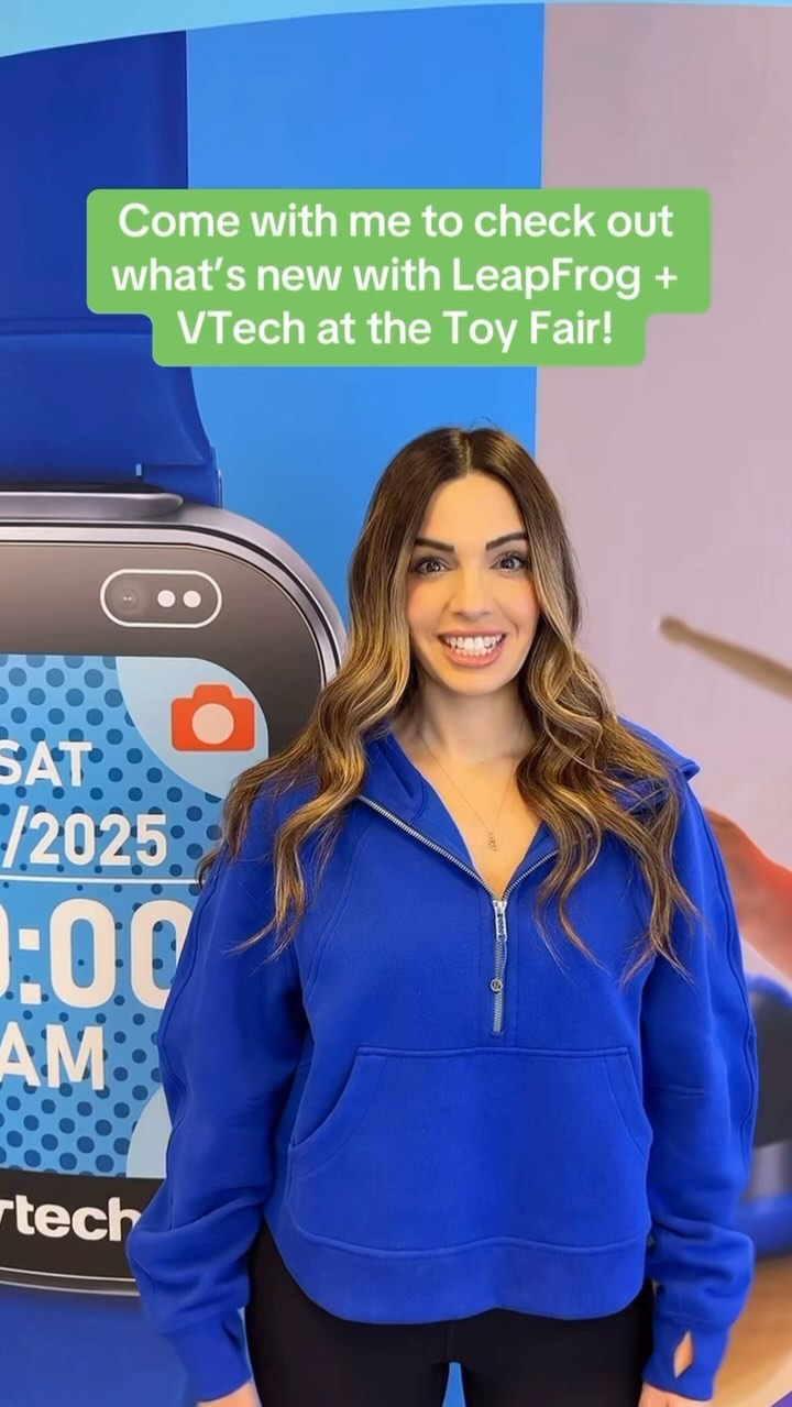 Instagram post by @momlifewithlaura for VTech Toys USA. Caption reads: #ad COME WITH ME TO SEE WHAT’S NEW WITH LEAPFROG +....