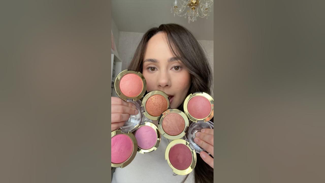 YouTube post by @MorganTurnerMakeup for BUXOM Cosmetics. Caption reads: milani baked blushes ▶▶ Which were the BEST....