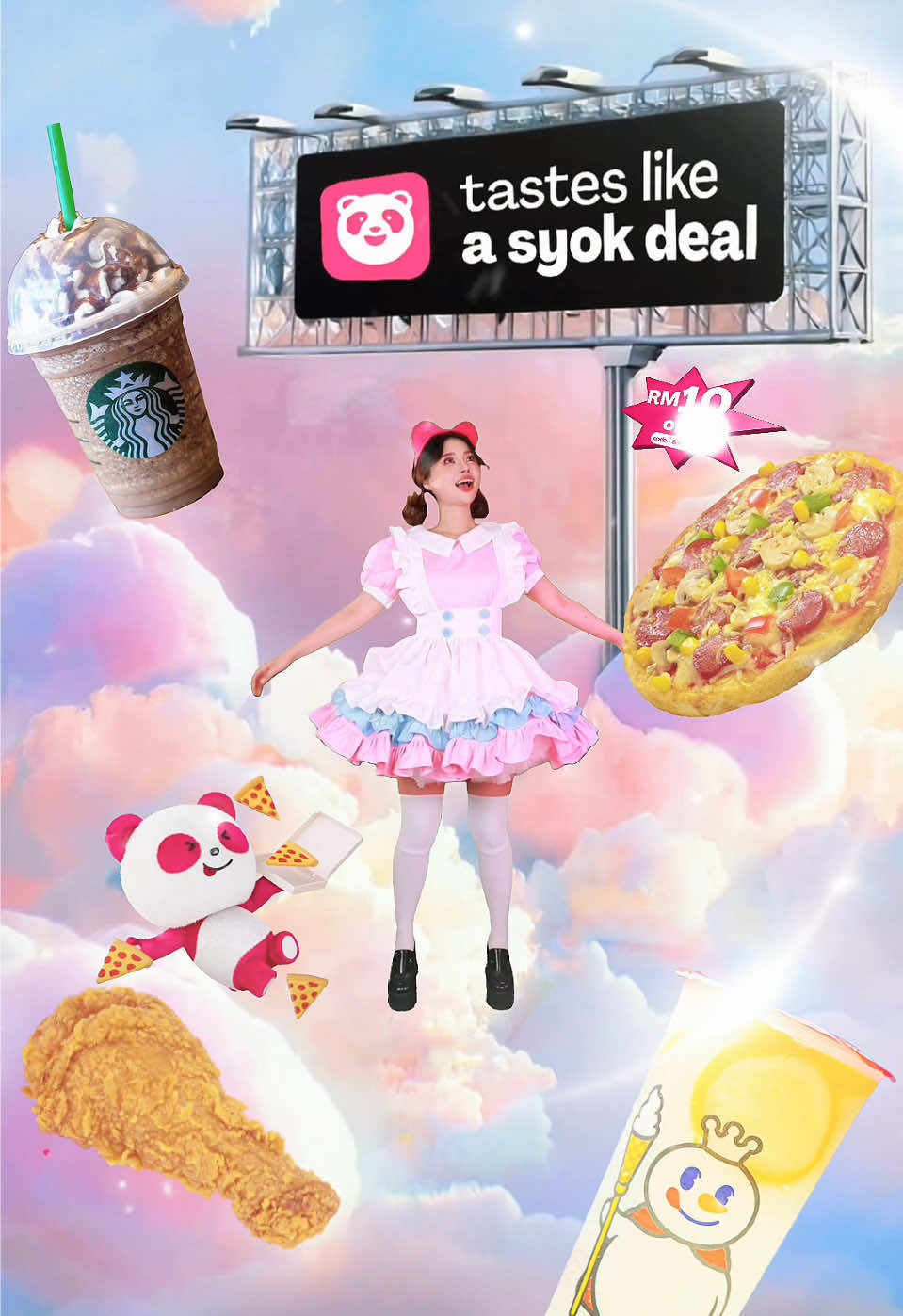 TikTok post by @merrie22 for Foodpanda. Caption reads: When you use SYOK10 on @foodpanda Malaysia … the....