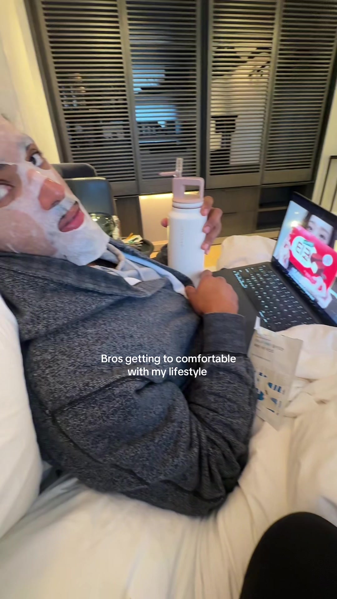 TikTok post by @mcloving.friedrice for Round Lab. Caption reads: Bros getting to comfortable with my life style 😭....