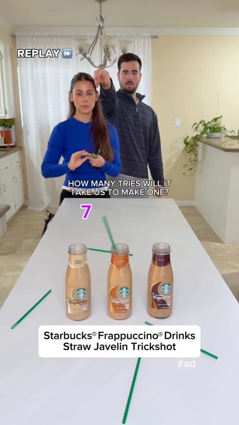 Instagram post by @adifishman for Starbucks. Caption reads: Starbucks®️Frappuccino®️Drinks Straw Javelin [...].