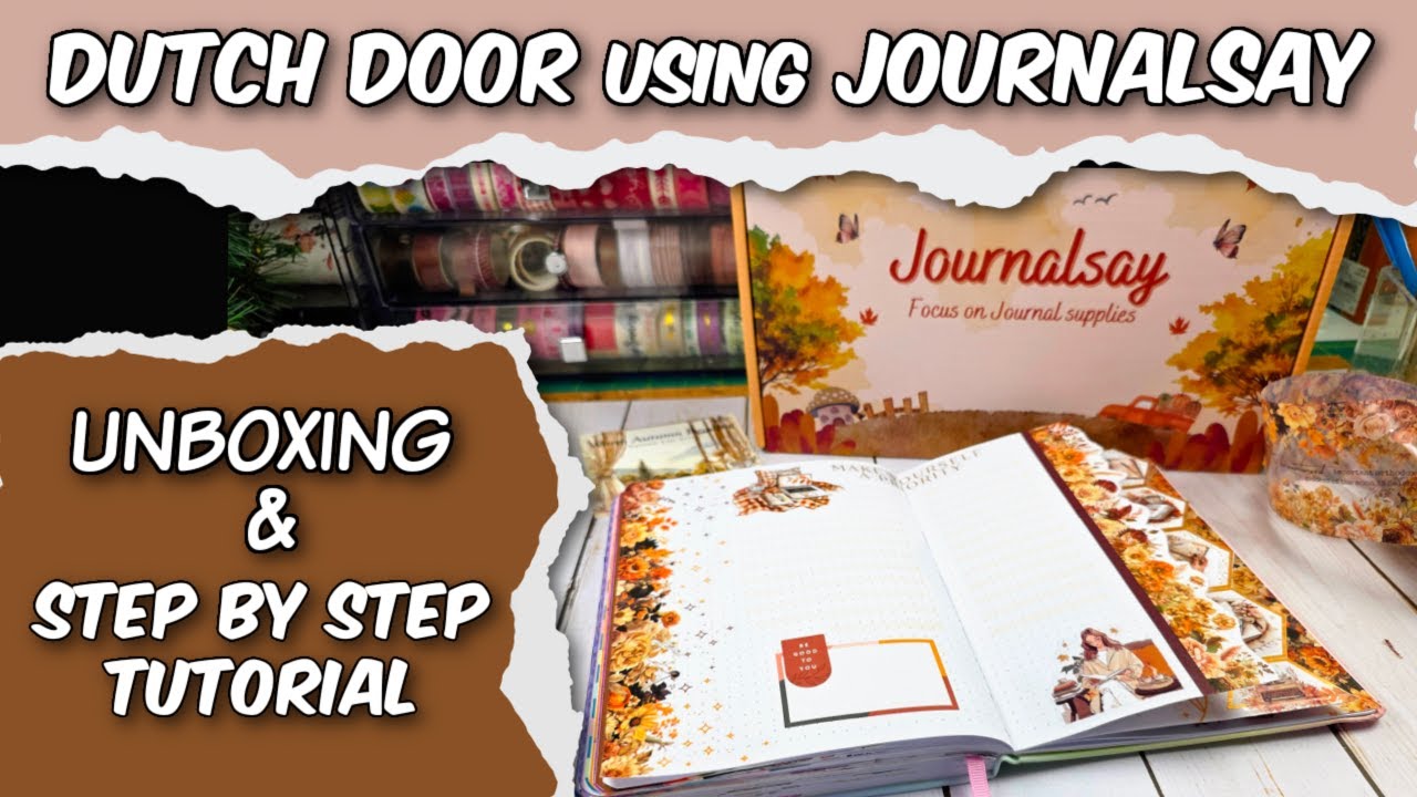 YouTube post by @BeePlannerHappy for Grabie Art. Caption reads: ✨ COZY Dutch Door Journal spread USING JOURNALSAY....