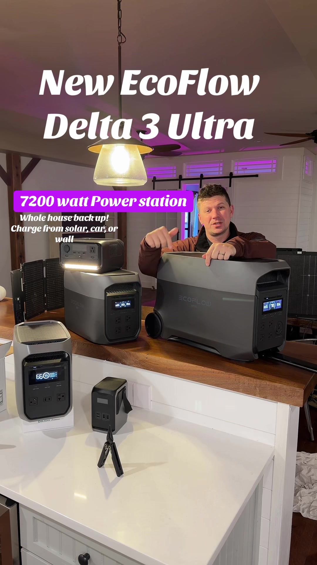 TikTok post by @how_to_dad for EcoFlow. Caption reads: Check out the new EcoFlow, Delta three ultra, and....