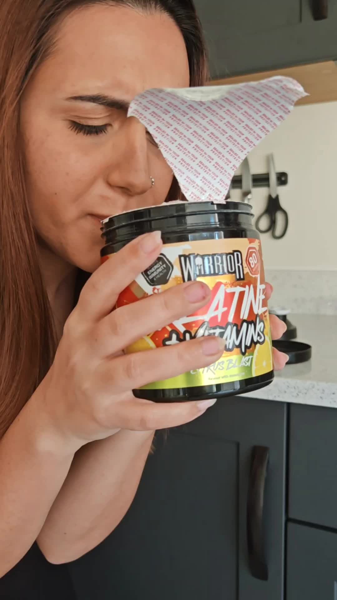 TikTok post by @sandrittaqp for WarriorSupps. Caption reads: 🎄 𝗚𝗲𝘁𝘁𝗶𝗻𝗴 𝗺𝘆 𝗴𝗮𝗶𝗻𝘀 𝘀𝘁𝗮𝗿𝘁𝗲𝗱....