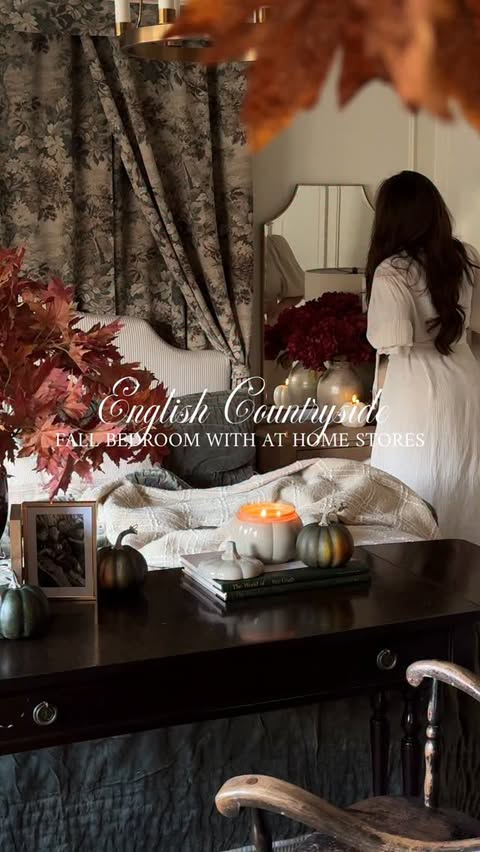 Instagram post by @salinamariahome for At Home. Caption reads: [...] English countryside charm for fall.....