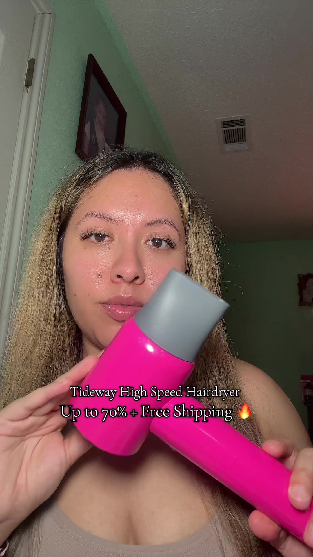 TikTok post by @juliee_galvan for Tideway. Caption reads: Tideway High Speed Hairdyer is only reason I don’t....