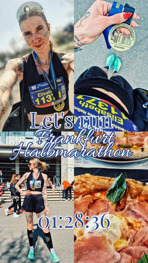 Instagram post by @running_elli.sabeth for Shokz. Caption reads: LET'S RUN @frankfurterhalbmarathon 🔥 Second....