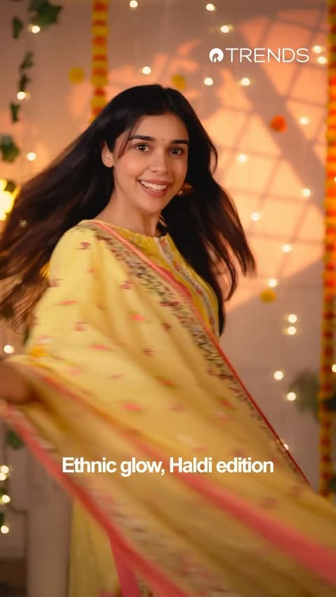 Instagram post by @eishasingh for Reliance Trends. Caption reads: One wedding, multiple functions, endless outfit....