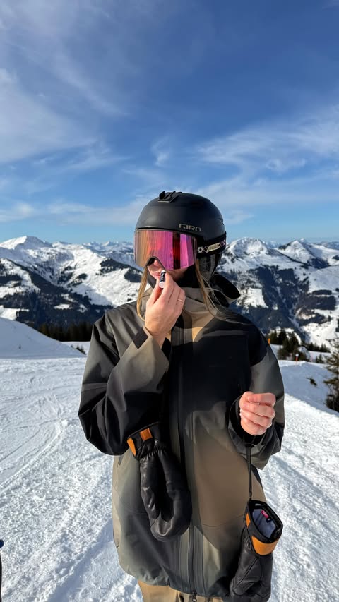 Instagram post by @kaitvanhoff for ChapStick. Caption reads: my #1 necessity on a ski day — @chapstick💙❄️ I....
