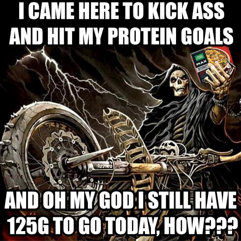 Instagram post by @doyouevenlift for Healthy Choice. Caption reads: Fighting demons (my protein goals)​ #ad.