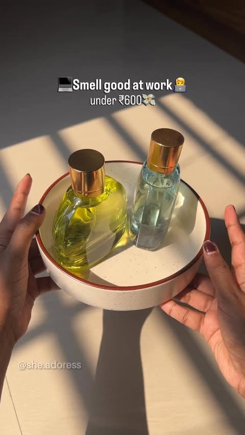 Instagram post by @she.adoress for La'French Perfume. Caption reads: [...] office perfumes from the brand....