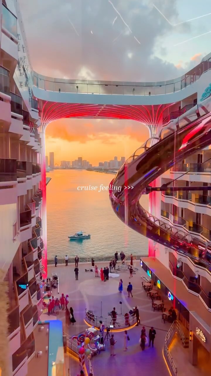 Instagram post by @aureliestory for MSC Cruises Official. Caption reads: Welcome to MSC World America, the newest jewel of....