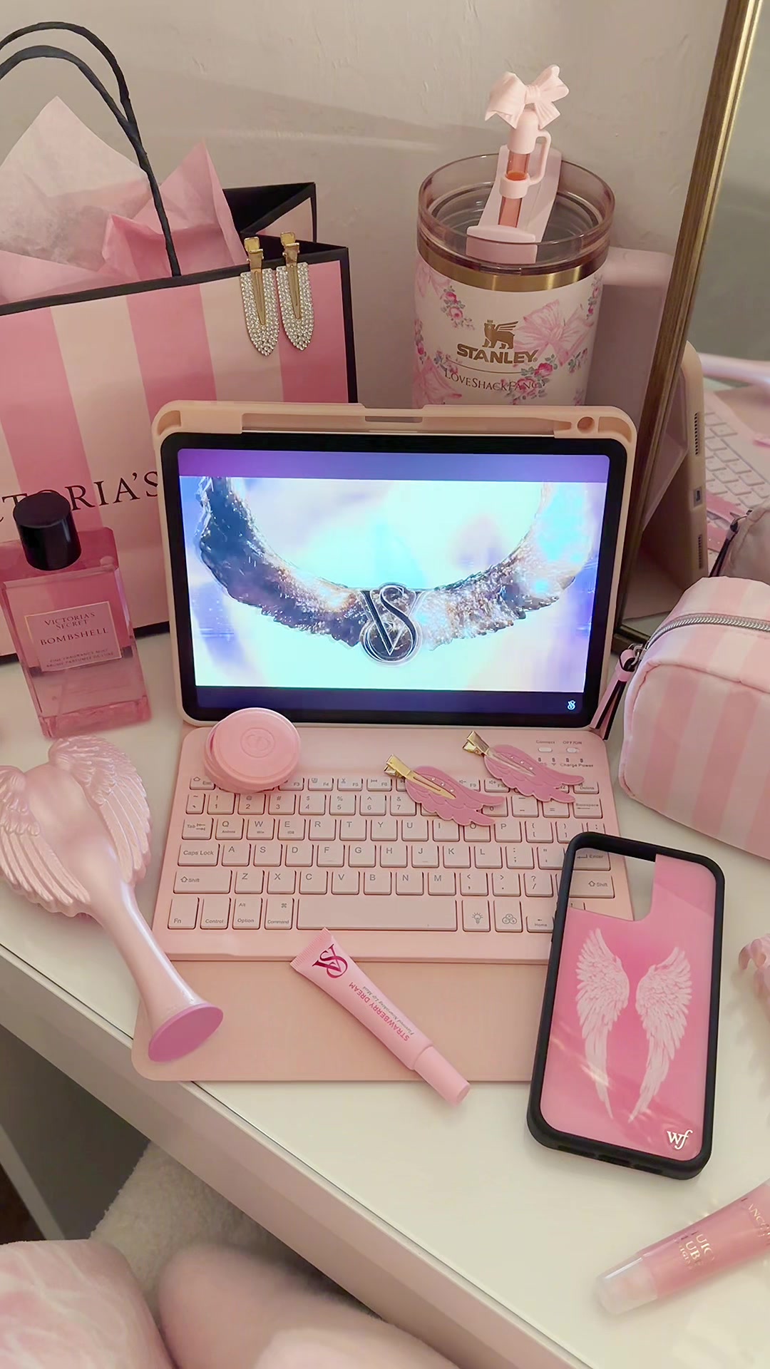 TikTok post by @sabrinamartnz for Wildflower Cases. Caption reads: [...] is near 🪽💖 @Victoria’s Secret @Wildflower....