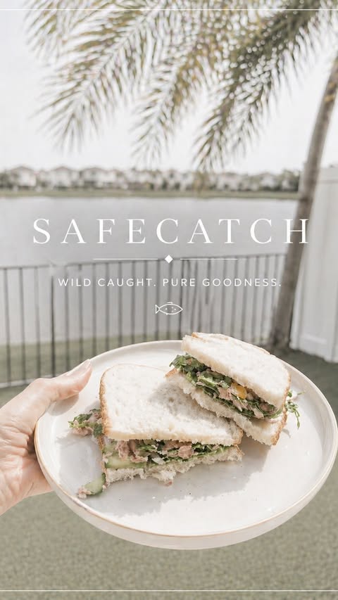 Instagram post by @homemiamii for Safe Catch. Caption reads: [...] sandwich that actually keeps you full.....