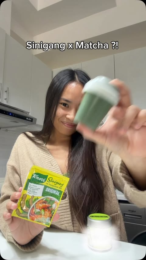 Instagram post by @kaidaguman for Knorr Philippines. Caption reads: A matcha girlie tries to make sinigang! 😅 Kayo....