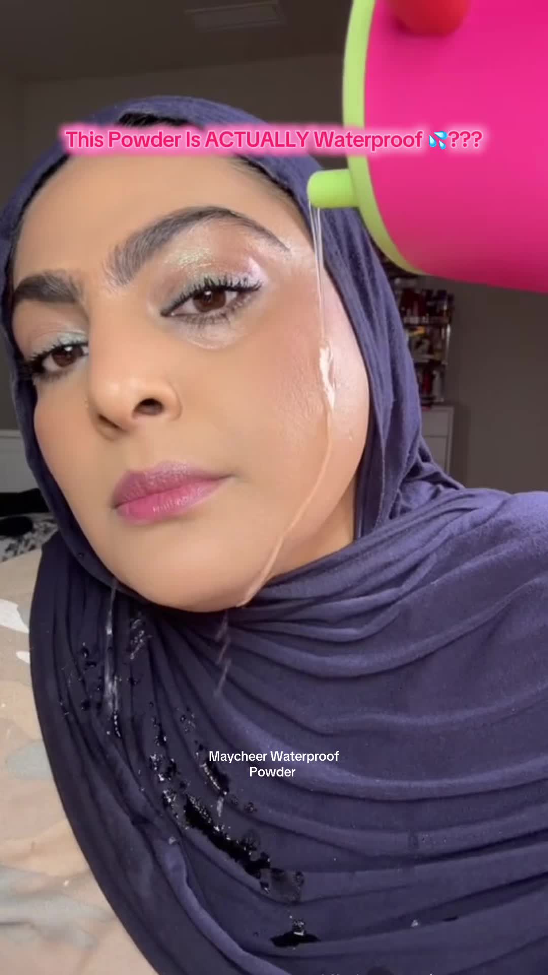 TikTok post by @maryaamkhaan.beauty for MAYCHEER Beauty US. Caption reads: [...] Linked in the orange cart 🧡 @MAYCHEER....