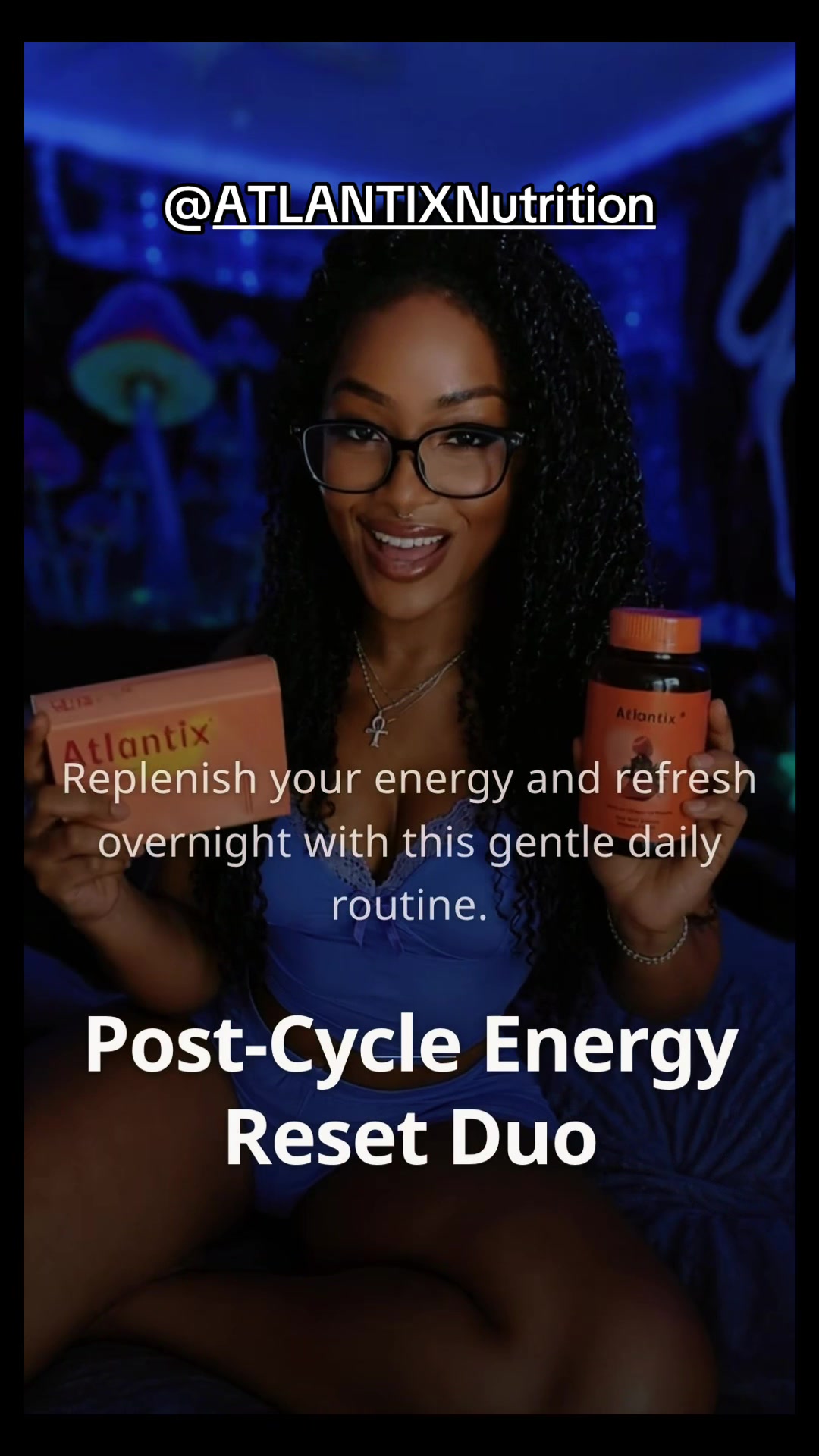 TikTok post by @livelaughlovelora for ATLANTIX Nutrition. Caption reads: #ATLANTIX #fyp #womenhealth #hormonehealth #fypシ.