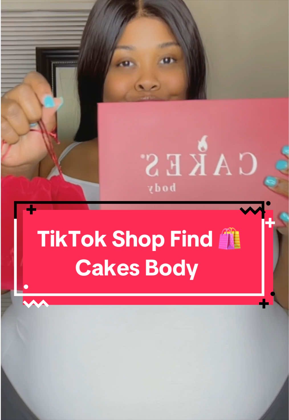 TikTok post by @vibingwithtiff for CAKES body. Caption reads: @CAKES Body Seamless Cleavage Bra 👀 #TikTokShop....