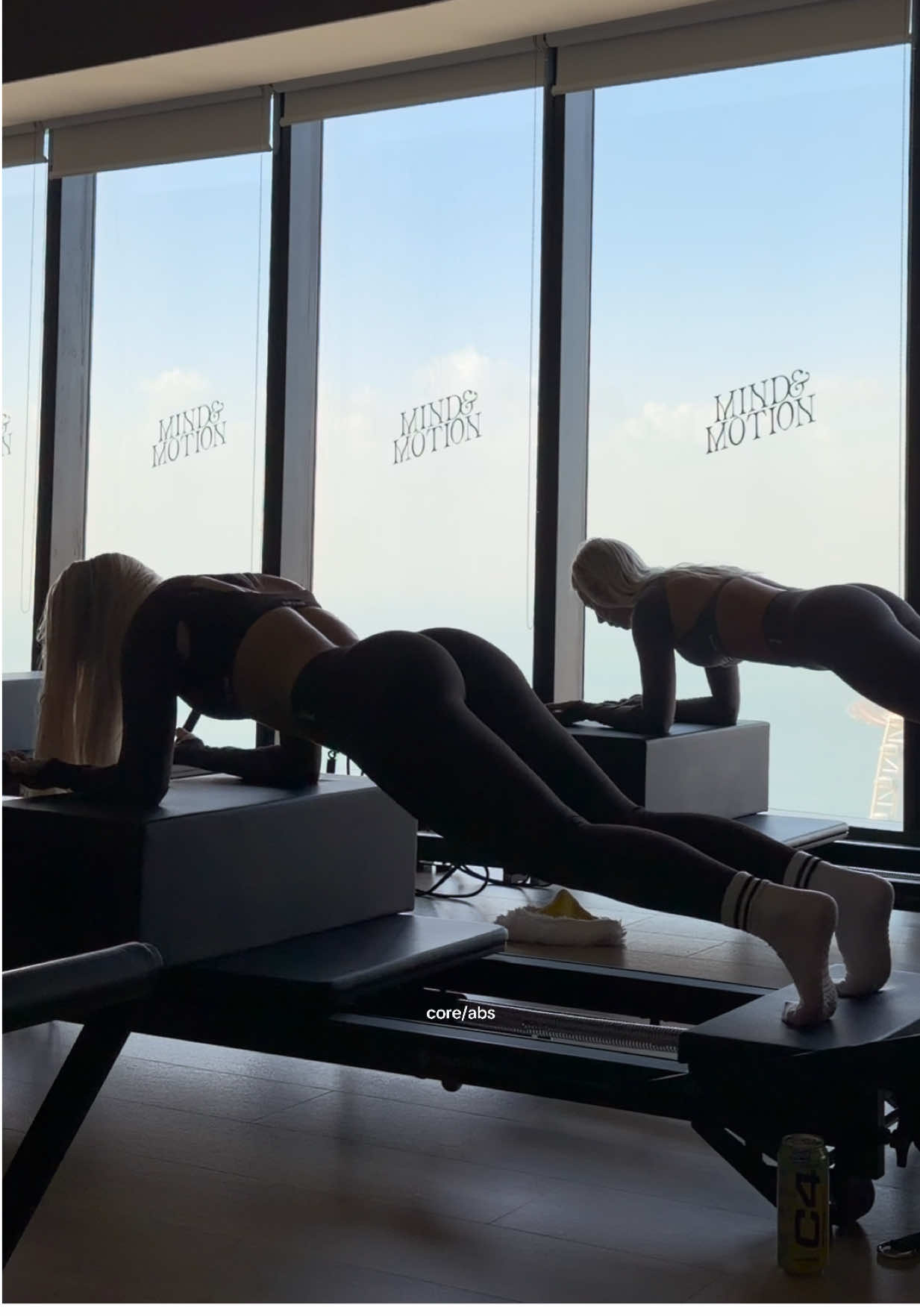 TikTok post by @filippafranssoon for C4 Energy. Caption reads: Pilates day with my girl 💛 Day 23 of @C4 Energy....