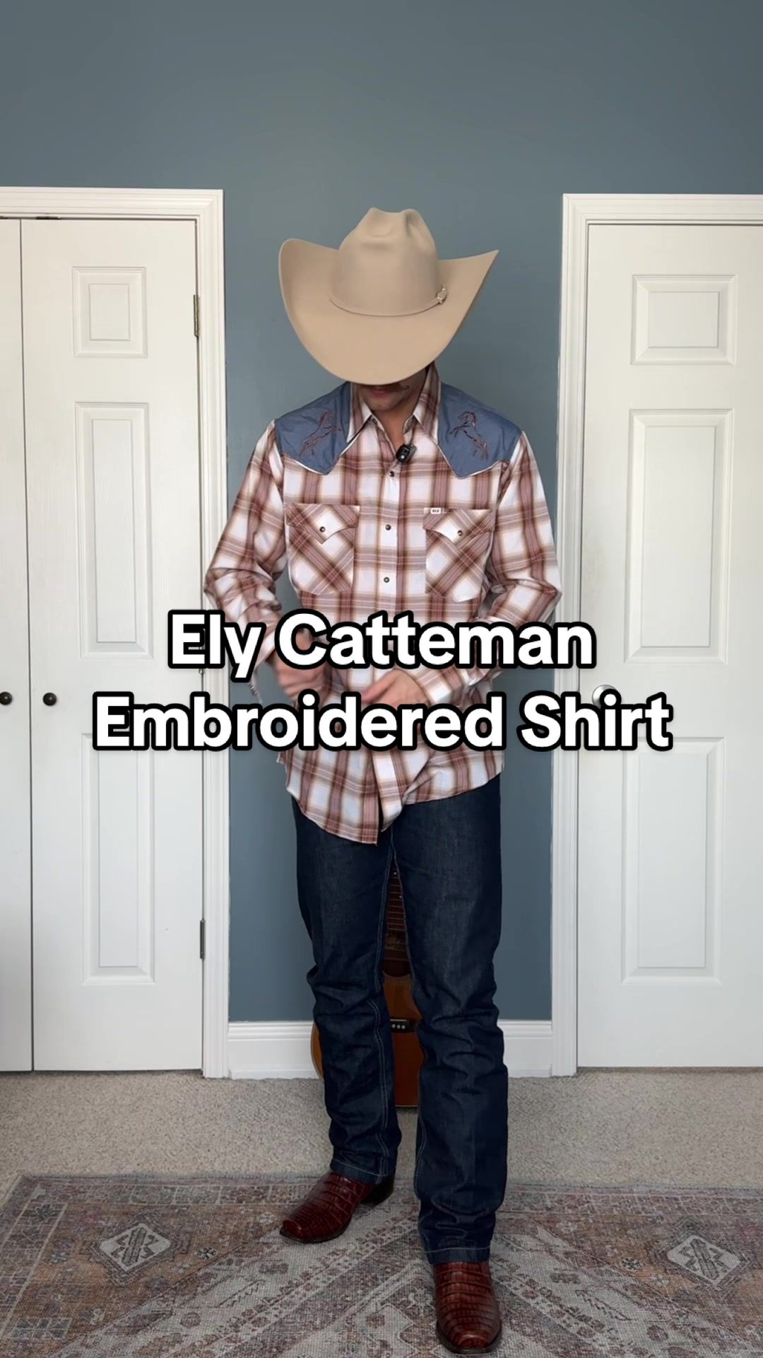 TikTok post by @codycowboymoseley for Ely Cattleman. Caption reads: This @Ely Cattleman shirt is one of my favorite....