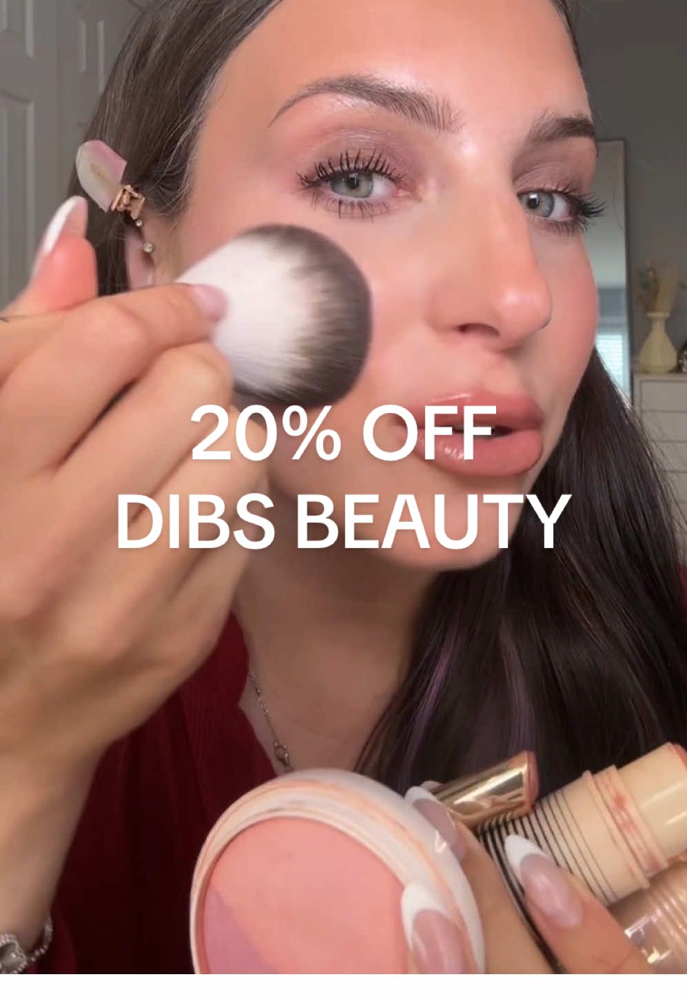 TikTok post by @lexirosenstein for DIBS Beauty. Caption reads: 20% off Dibs Beauty now thru Sept 18! 🎂 + free....