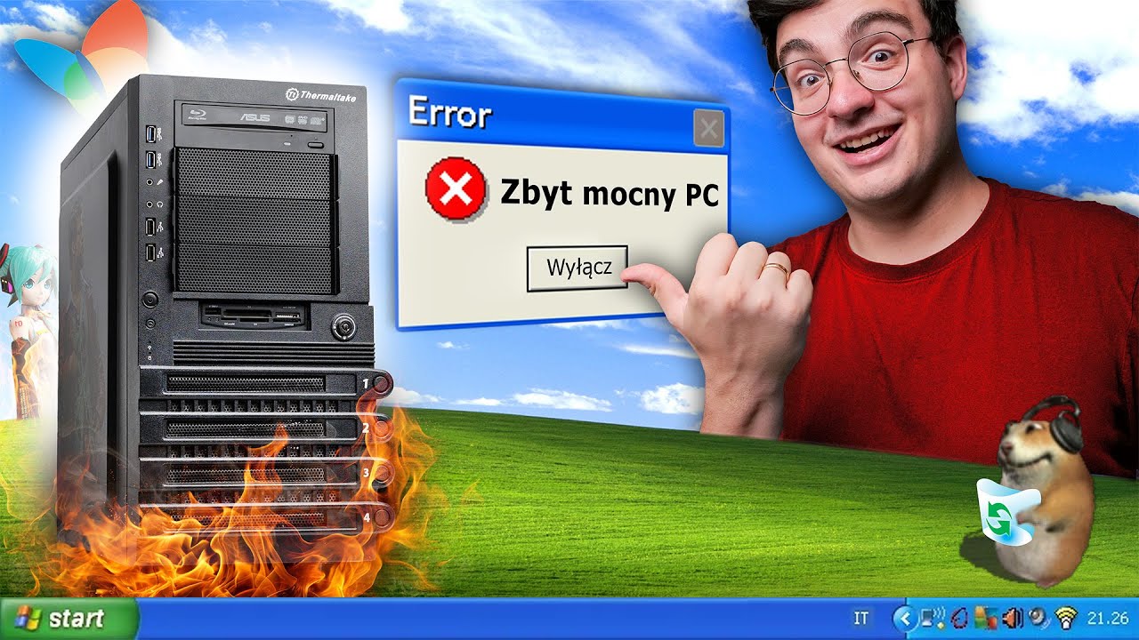 YouTube post by @ZMASLO for Imgur. Caption reads: The MOST POWERFUL computer for Windows XP.