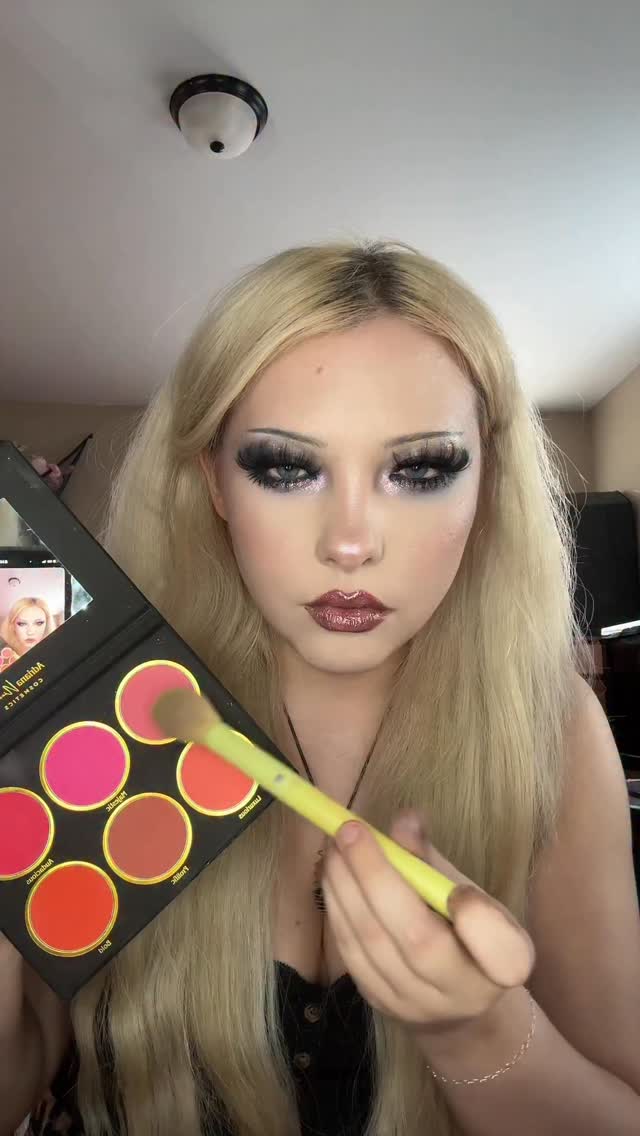 Instagram post by @autumnmarysol for Adriana Nichole Cosmetics. Caption reads: using @adriananicholecosmetics im bold blush....