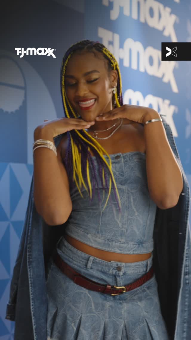 Instagram post by @aaliyahedwards_24 for TJ Maxx. Caption reads: It’s the denim and the details for....
