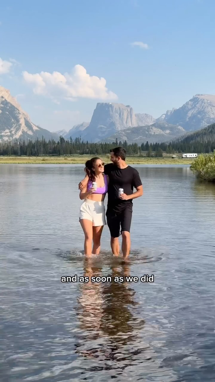 Instagram post by @adventuringeyes for Humm Kombucha. Caption reads: Can you believe this is Wyoming? We just camped in....