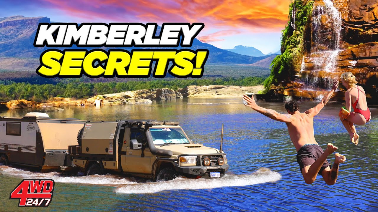YouTube post by @4WD247 for Dometic. Caption reads: The Kimberley at its BEST - Hidden swimming holes....