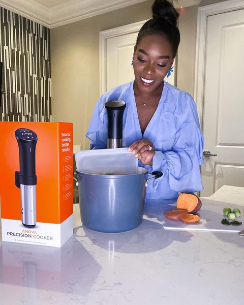 Instagram post by @amwstyled for Anova Culinary. Caption reads: Dinner is almost served! 🍴

Feel like a chef in....