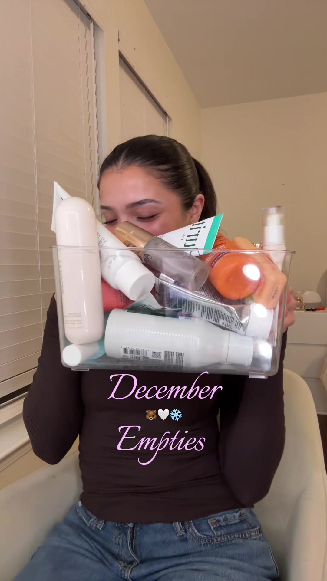 TikTok post by @thelindaabutaleb for Prequel Skin. Caption reads: december you were good to me 🐻🤍❄️ @rhode skin....