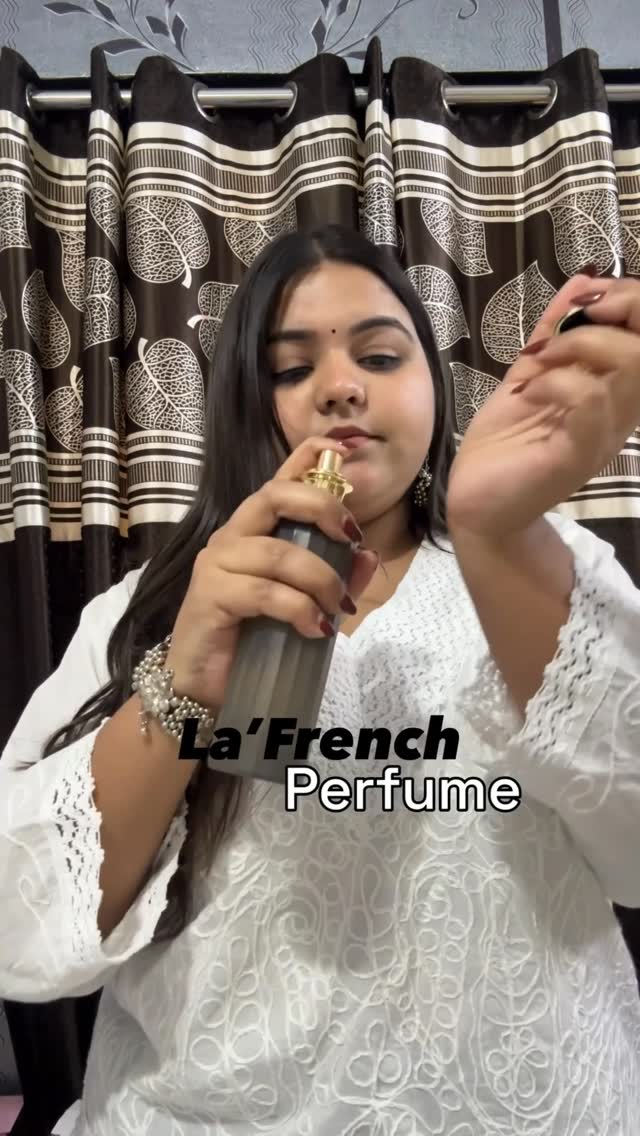 Instagram post by @sneha_singh_2702 for La'French Perfume. Caption reads: This perfume will make you more confident ❤️🫶🏻!!....