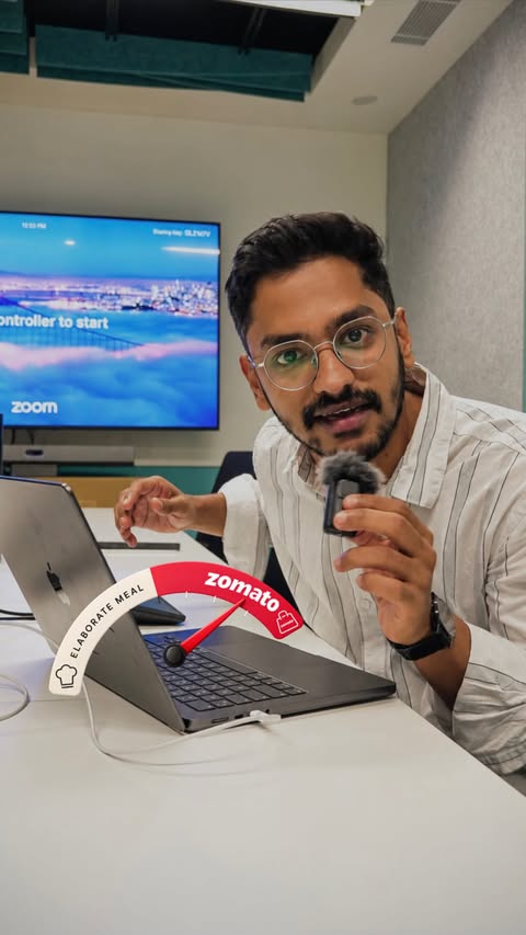 Instagram post by @thehippiewriter for Zomato. Caption reads: [...] meal that takes 5 hours to make or Zomato.....