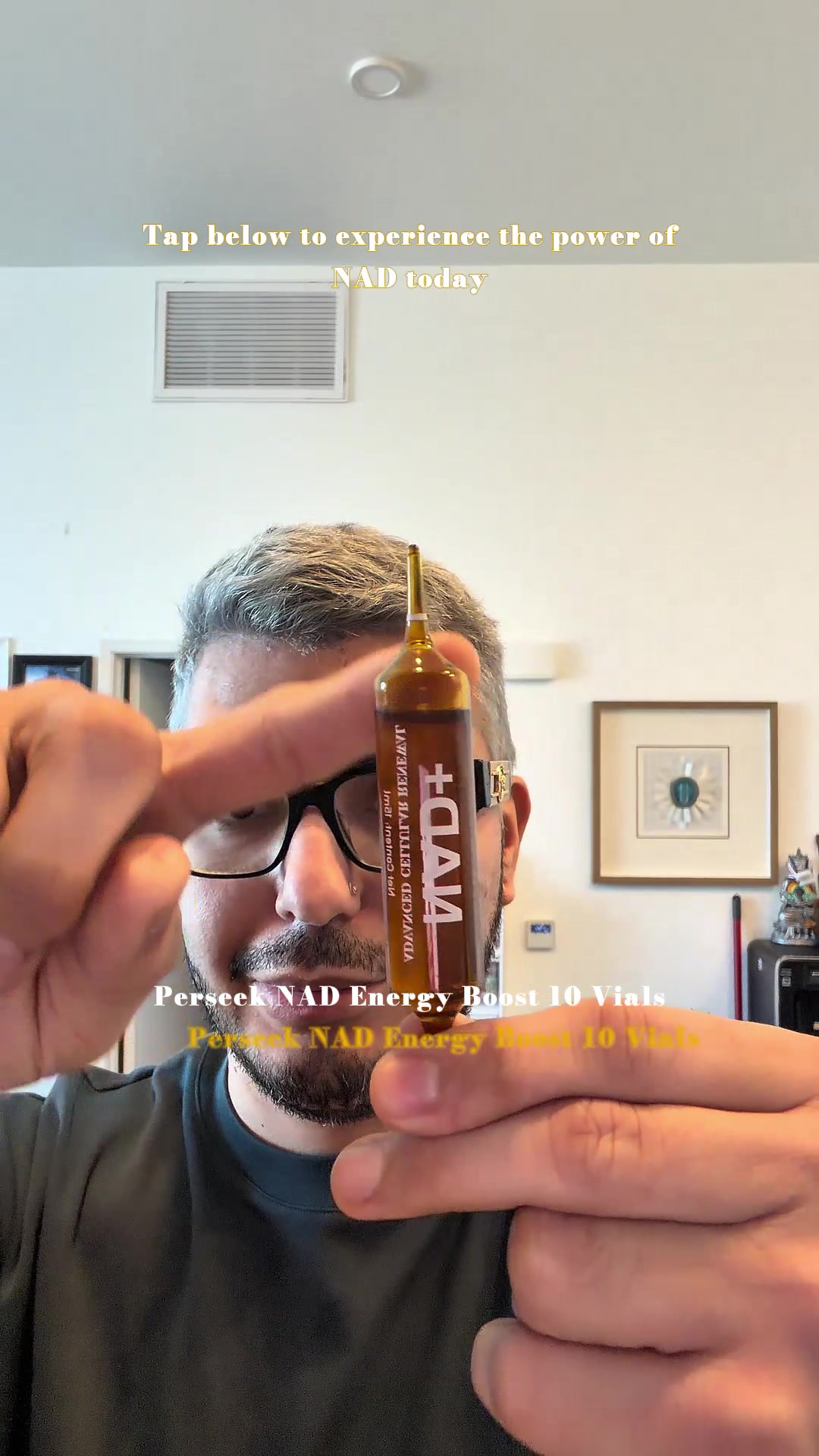 TikTok post by @alekroii for Perseek US. Caption reads: @Perseek US NAD+ supplement vials provides what....