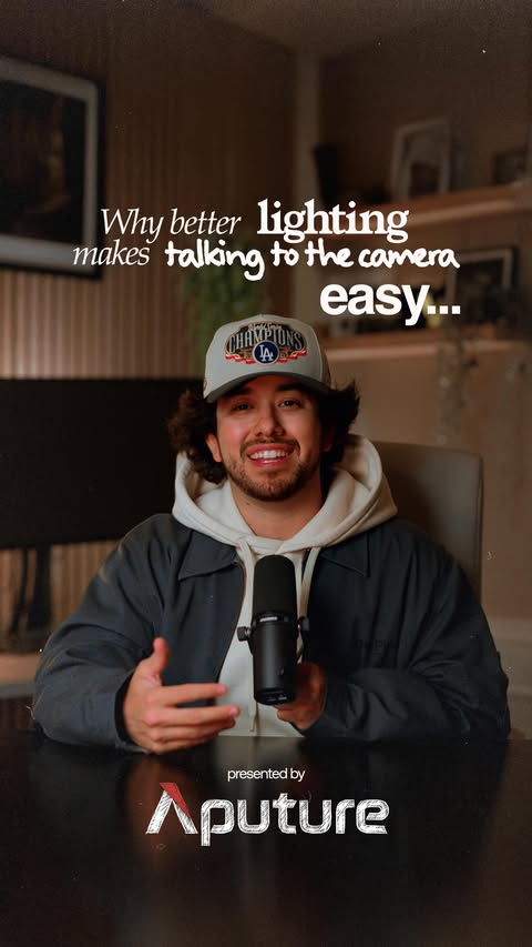 Instagram post by @alexromo for Aputure. Caption reads: [...] harder when your lighting is rough. Our....