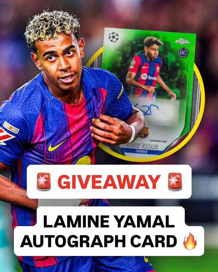 Instagram post by @forblaugrana for Topps. Caption reads: TO ENTER: Like this post, follow @topps & @toppsfc....