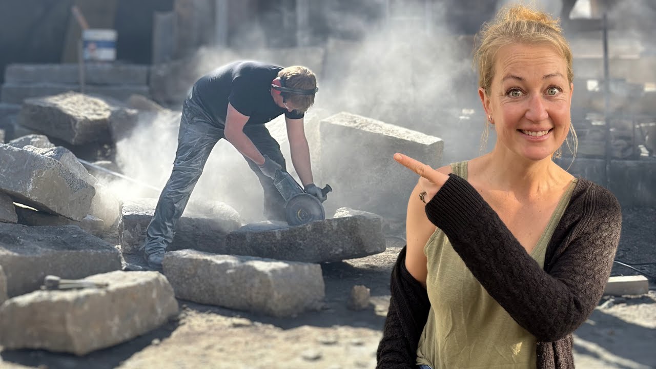 YouTube post by @TheNewbys for Fiverr. Caption reads: Building our Stone House with .