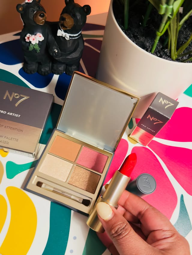Instagram post by @priiyapran for No7 USA. Caption reads: [...] 💄✨ Lately I’ve been reaching for my @no7usa....