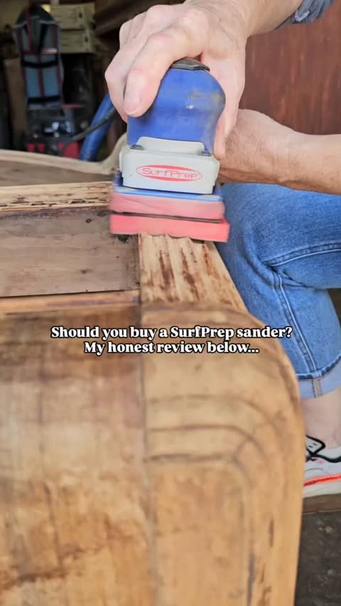 Instagram post by @savedbydesign.tn for SurfPrep sanding. Caption reads: My honest take: A few years ago, I’d have told you....