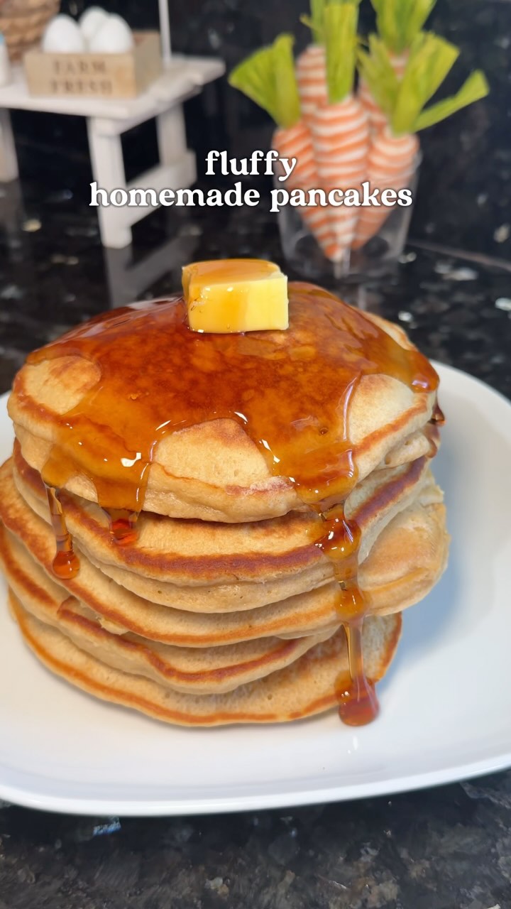 Instagram post by @cboothangcooks for gonnaneedmilk. Caption reads: The fluffiest pancakes you’ll ever make, perfect....
