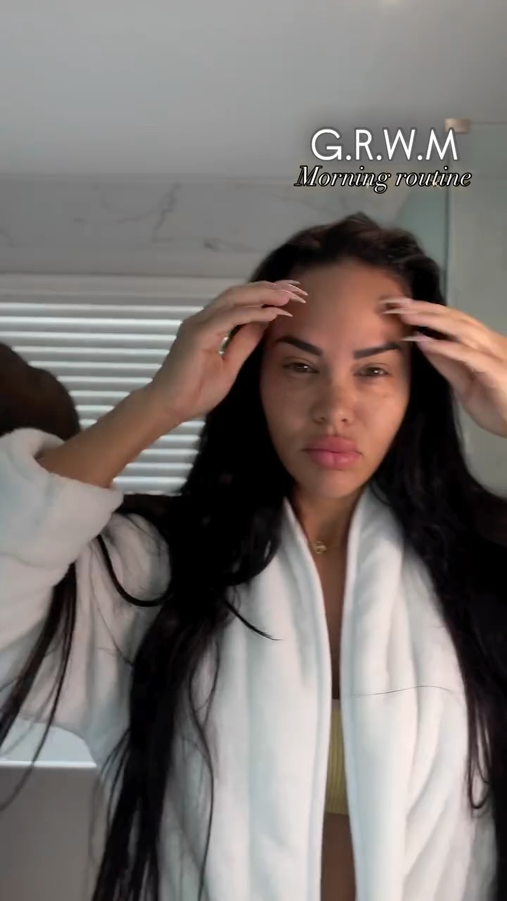 Instagram post by @leticiamariegardner for Glossier. Caption reads: Get ready with me✨Natural Glow: Morning Routine.