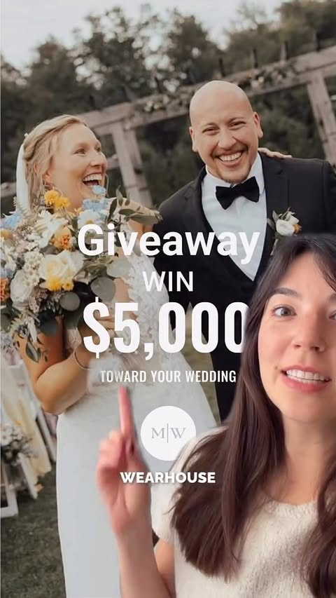 Instagram post by @uesthings for Men’s Wearhouse. Caption reads: [...] to win $5,000 towards your wedding?....