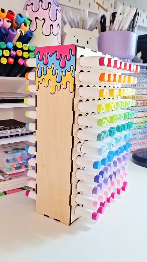 Instagram post by @pinoxart for Xtool. Caption reads: DIY Marker Organizer made with the xTool M2 ✨ This....