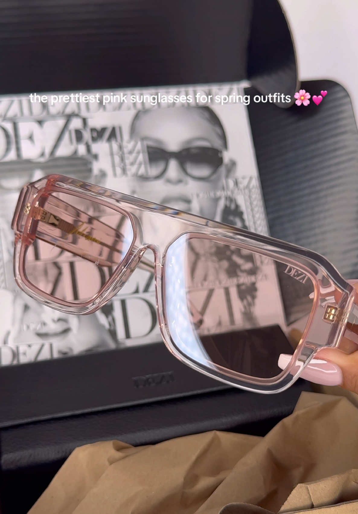 TikTok post by @erensnchz for DEZI. Caption reads: MIAMI by @DEZI EYEWEAR are the perfect [...].