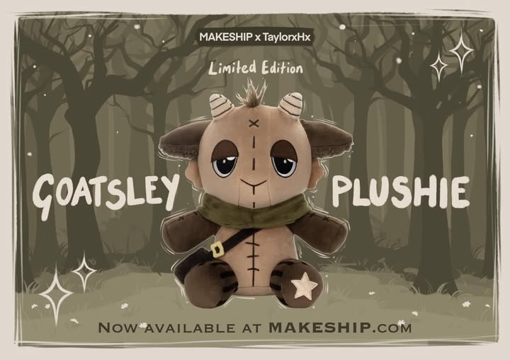 Instagram post by @taylorxhx for Makeship. Caption reads: [...] he is now available to purchase on the....