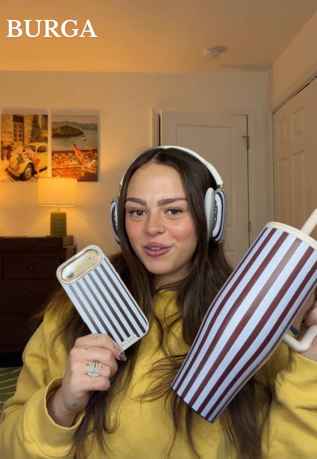 TikTok post by @audreyevanss1 for BURGA. Caption reads: “Phone case haul! Of course @BURGA respects a....