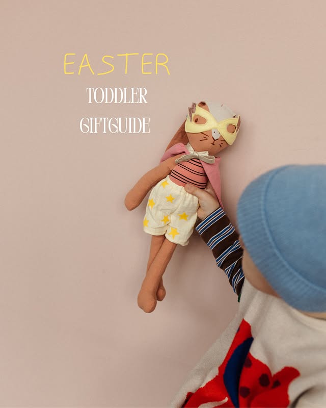 Instagram post by @friedalovesemil for Stapelstein. Caption reads: [anzeige] easter giftguide toddler version 🐣.
