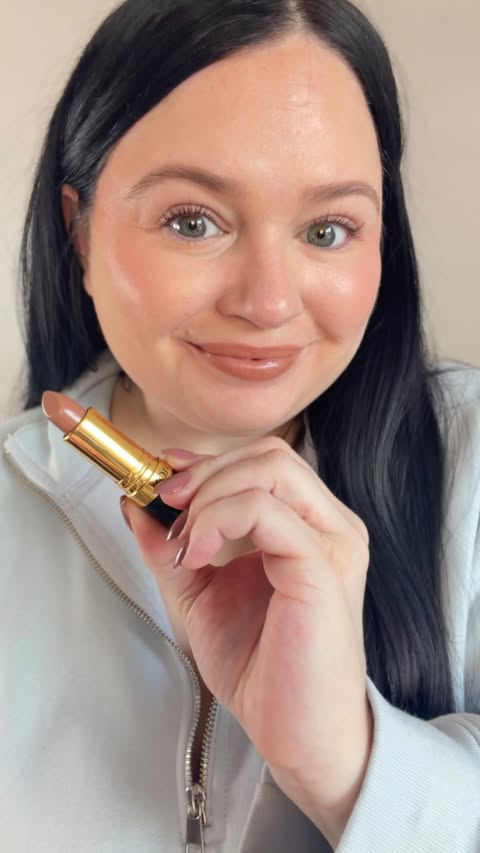 Instagram post by @lip.qween for Revlon. Caption reads: Do you like this shade on me? Revlon Nude Fury....