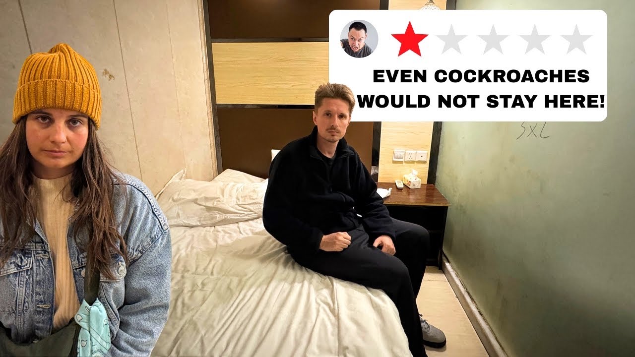 YouTube post by @BackpackerBen for Ekster. Caption reads: We Stayed in China's Worst Rated Hotel! 🇨🇳.